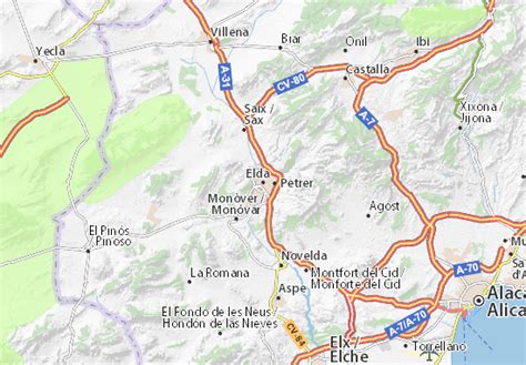 dónde está elda|Mapa MICHELIN Elda